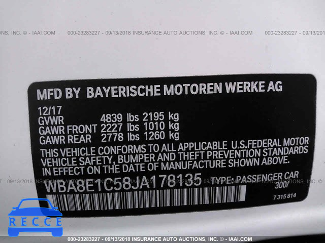 2018 BMW 330E WBA8E1C58JA178135 зображення 8
