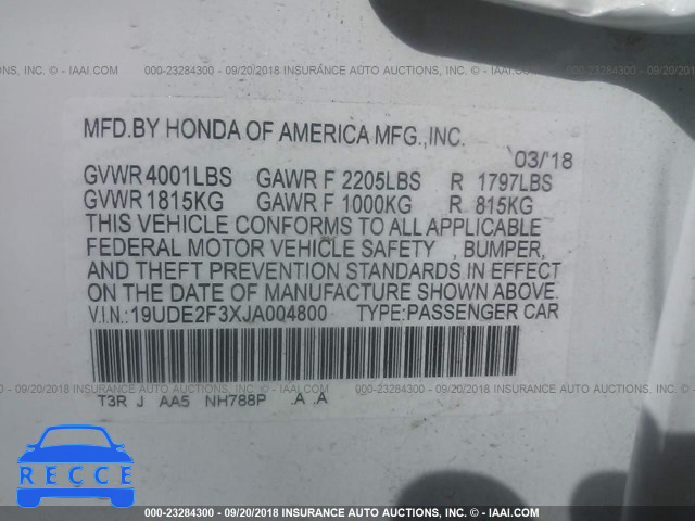 2018 ACURA ILX WATCH PLUS 19UDE2F3XJA004800 image 8