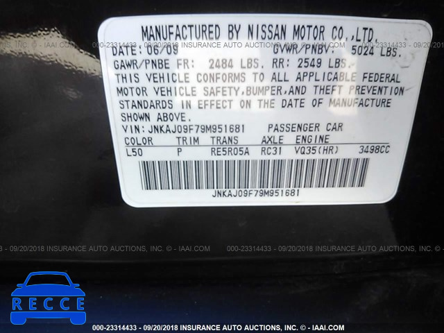 2009 INFINITI EX35 JOURNEY JNKAJ09F79M951681 image 8