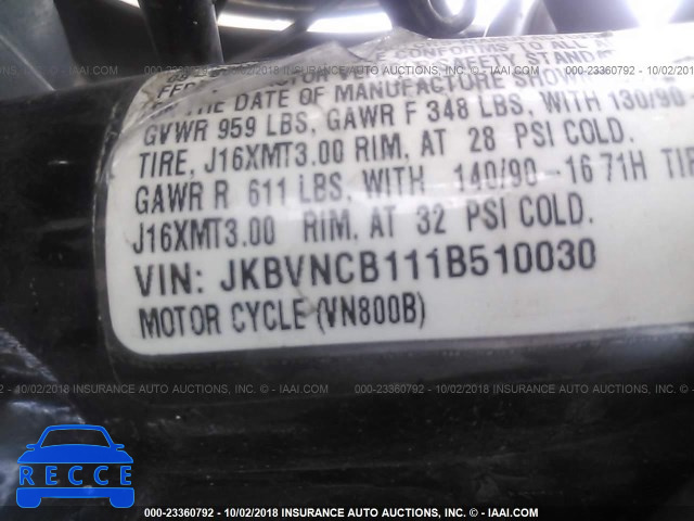 2001 KAWASAKI VN800 B JKBVNCB111B510030 зображення 9