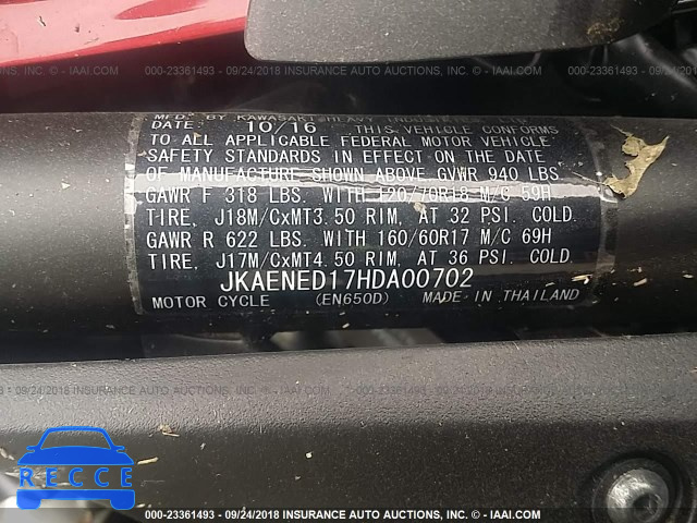 2017 KAWASAKI EN650 D JKAENED17HDA00702 image 9