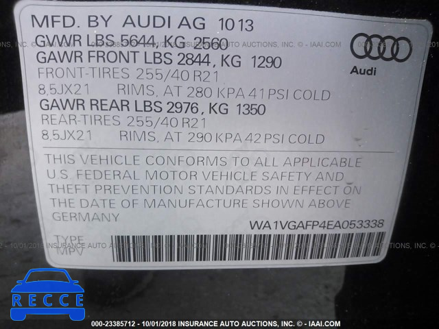 2014 AUDI SQ5 PRESTIGE WA1VGAFP4EA053338 image 8