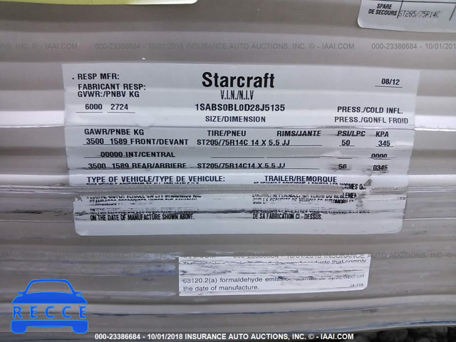 2013 STARCRAFT AR-ONE 1SABS0BL0D28J5135 Bild 8