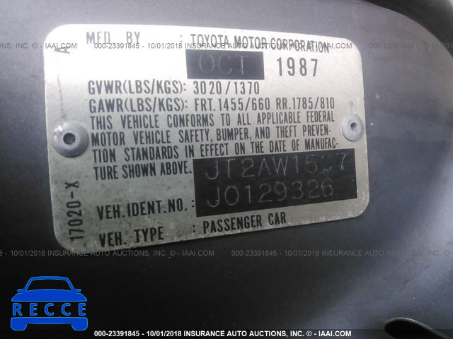 1988 TOYOTA MR2 JT2AW15C7J0129326 image 8