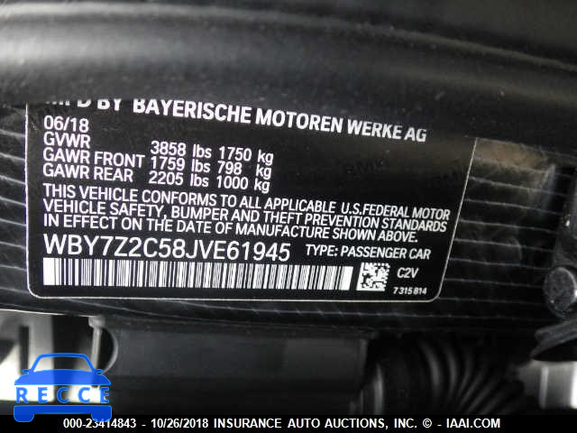 2018 BMW I3 BEV WBY7Z2C58JVE61945 зображення 2