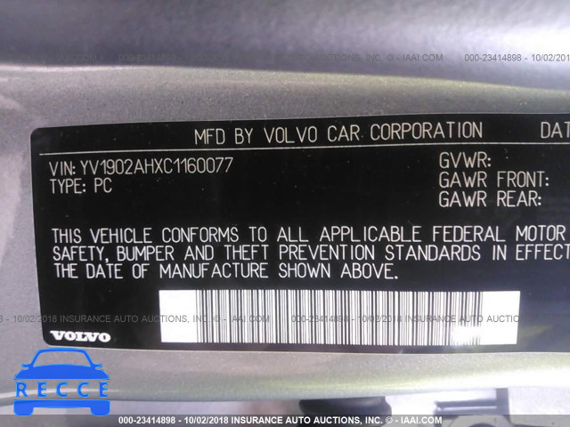 2012 VOLVO S80 T6 YV1902AHXC1160077 image 8