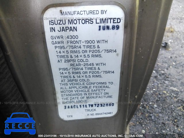 1989 ISUZU CONVENTIONAL SHORT BED JAACL11L7K7232860 Bild 8