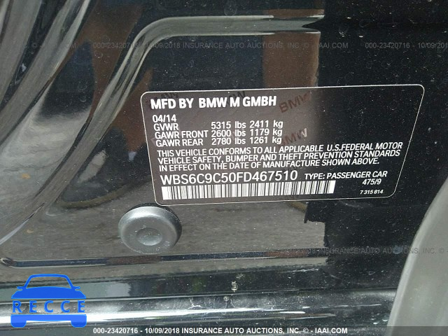 2015 BMW M6 GRAN COUPE WBS6C9C50FD467510 image 8