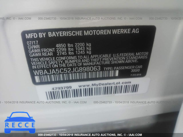 2018 BMW 530 I WBAJA5C52JG898063 Bild 8