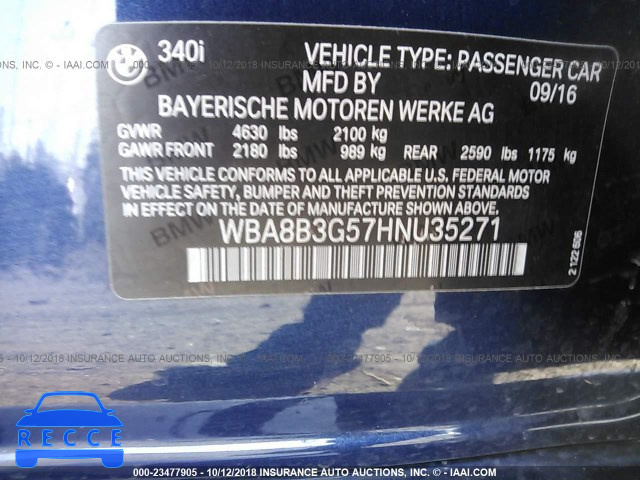 2017 BMW 340 I WBA8B3G57HNU35271 image 8