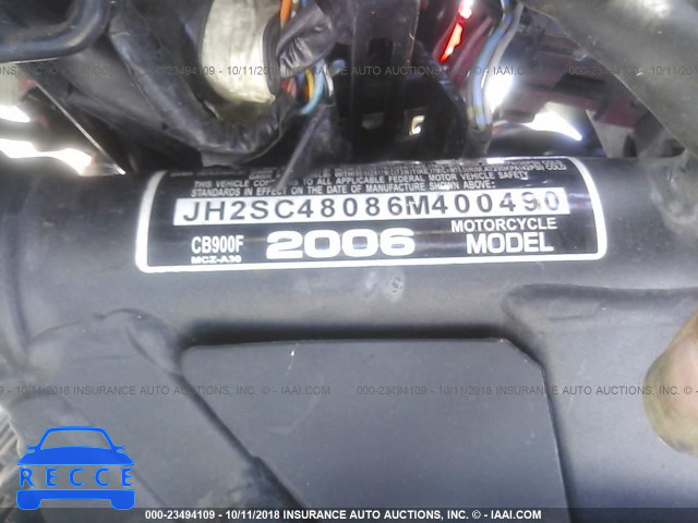 2006 HONDA CB900 F JH2SC48086M400490 зображення 9