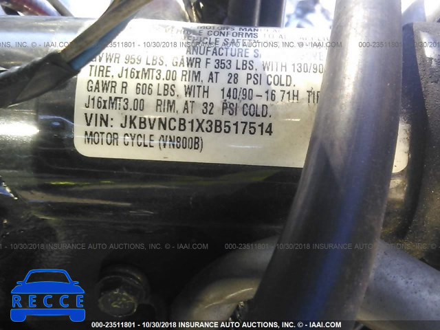 2003 KAWASAKI VN800 B JKBVNCB1X3B517514 зображення 9