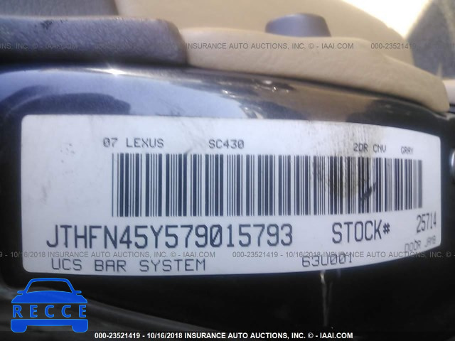 2007 LEXUS SC 430 JTHFN45Y579015793 image 8