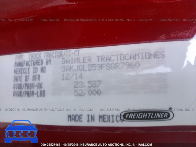 2015 FREIGHTLINER CASCADIA 125 3AKJGLD59FSGR7960 image 9