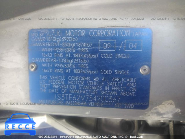 2005 SUZUKI GRAND VITARA LX/EX JS3TE62V754200367 image 2