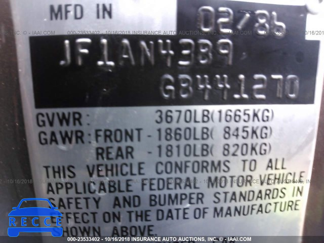 1986 SUBARU GL JF1AN43B9GB441270 image 8