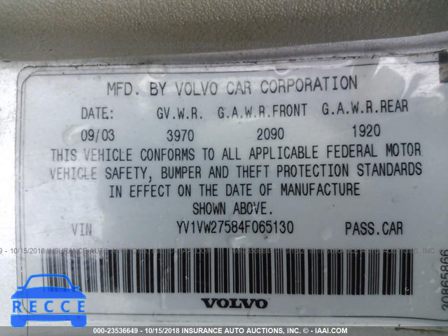 2004 VOLVO V40 1.9T YV1VW27584F065130 image 6