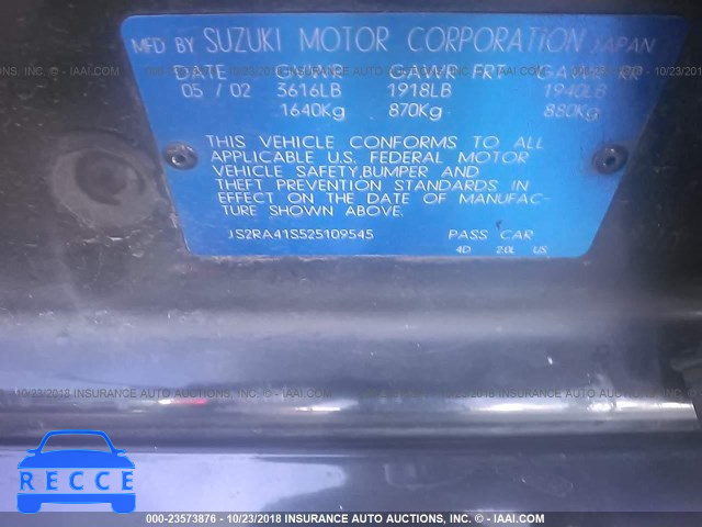 2002 SUZUKI AERIO S/GS JS2RA41S525109545 image 8