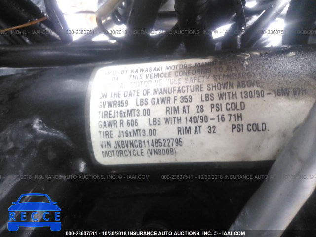 2004 KAWASAKI VN800 B JKBVNCB114B522795 Bild 9