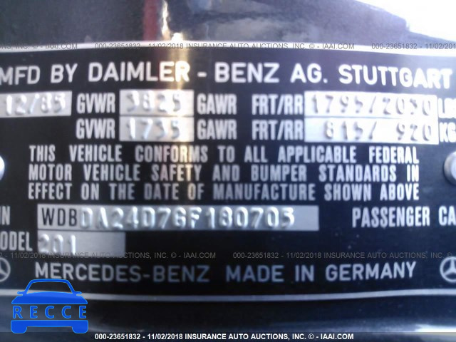 1986 MERCEDES-BENZ 190 E 2.3 WDBDA24D7GF180705 image 8