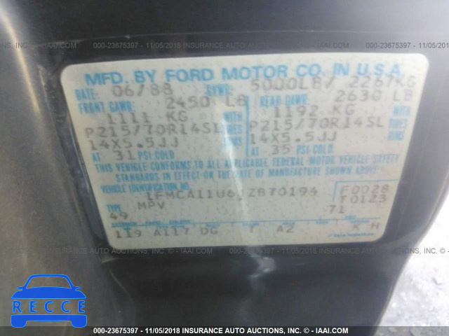 1988 FORD AEROSTAR 1FMCA11U6JZB70194 Bild 8