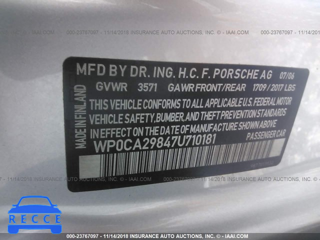 2007 PORSCHE BOXSTER WP0CA29847U710181 зображення 8