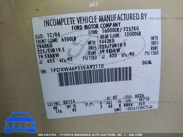 2005 FORD F450 SUPER DUTY 1FDXW46P55EA92110 image 8