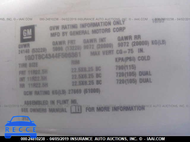 2004 GMC C8500 C8C064 1GDT8C4344F506361 зображення 9