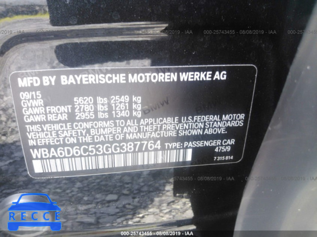 2016 BMW 650 XI/GRAN COUPE WBA6D6C53GG387764 зображення 8