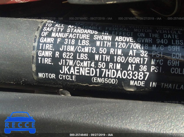 2017 KAWASAKI EN650 D JKAENED17HDA03387 image 9