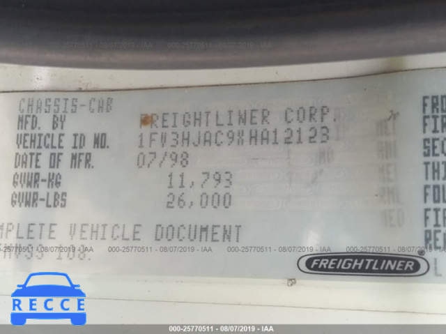 1999 FREIGHTLINER FL70 1FV3HJAC9XHA12123 image 8