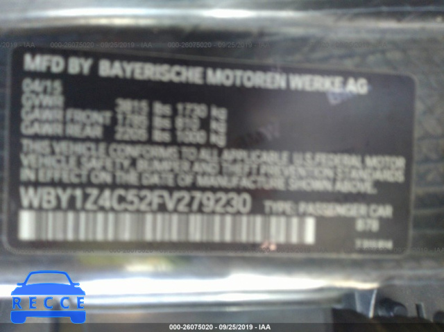 2015 BMW I3 REX WBY1Z4C52FV279230 Bild 8