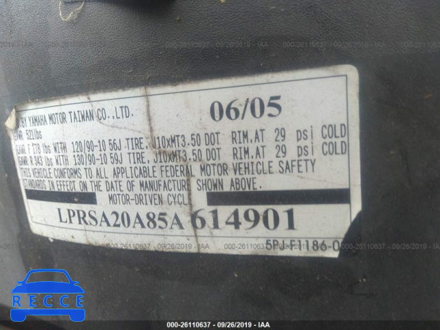 2005 YAMAHA YW50 AP ZUMA LPRSA20A85A614901 image 9