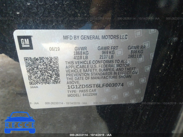 2020 CHEVROLET MALIBU LT 1G1ZD5ST6LF003074 image 8