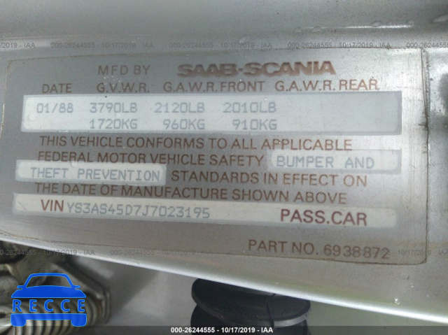 1988 SAAB 900 S YS3AS45D7J7023195 Bild 8