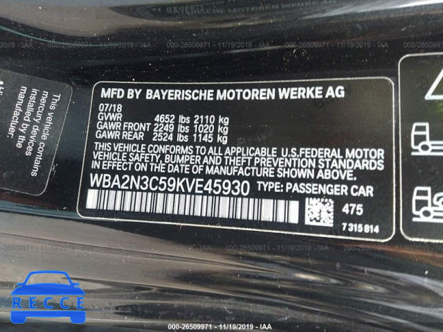 2019 BMW M240XI WBA2N3C59KVE45930 зображення 8