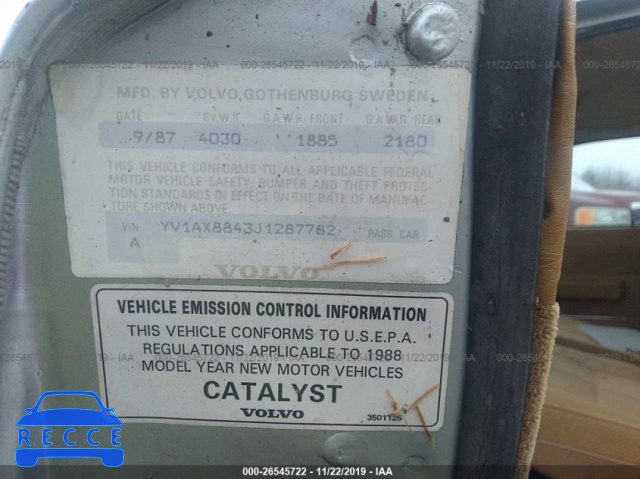 1988 VOLVO 244 DL/GL YV1AX8843J1287782 image 8