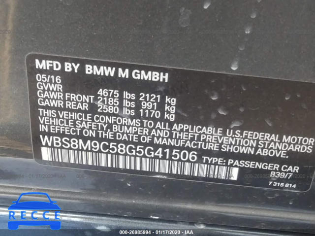2016 BMW M3 WBS8M9C58G5G41506 зображення 8