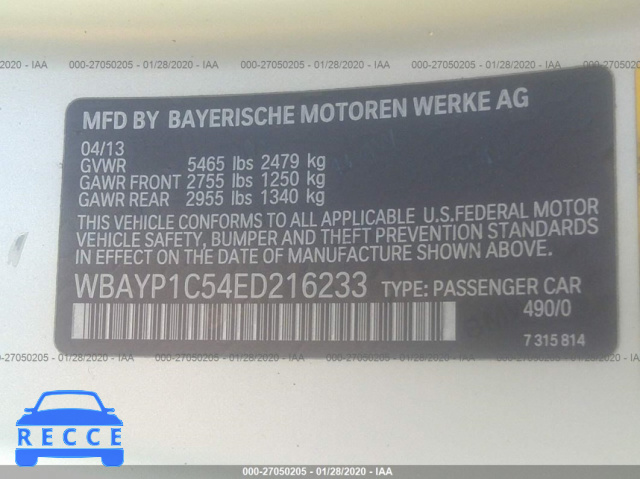 2014 BMW 6 SERIES XI WBAYP1C54ED216233 image 8