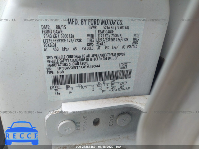 2016 FORD SUPER DUTY F-350 SRW PLATINUM/XL/XLT/LARIAT 1FT8W3BT1GEA49344 image 8