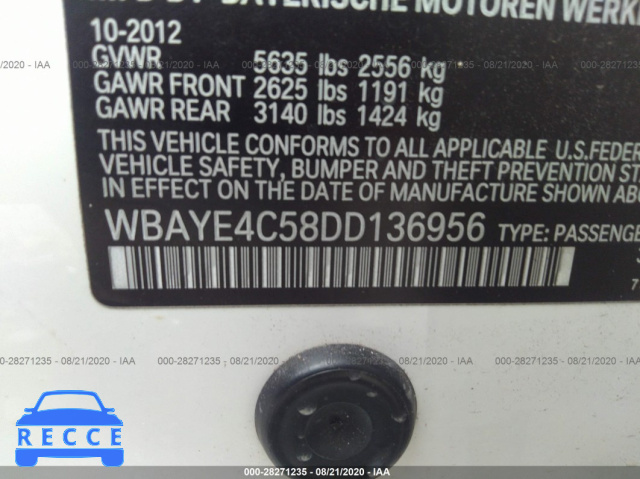 2013 BMW 7 SERIES 740LI WBAYE4C58DD136956 image 8
