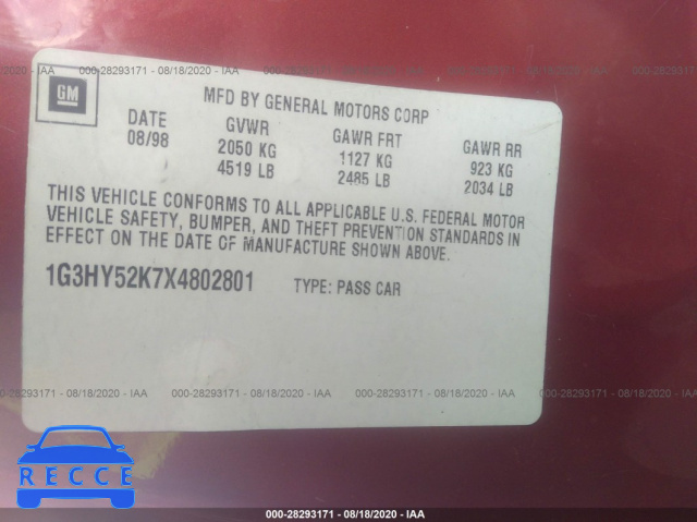 1999 OLDSMOBILE LSS 1G3HY52K7X4802801 image 8