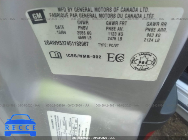 2005 BUICK ALLURE CXS 2G4WH537451183967 image 8