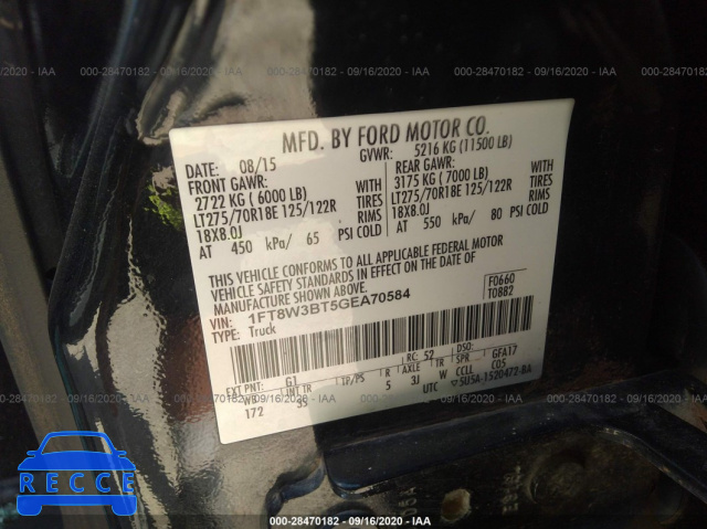 2016 FORD SUPER DUTY F-350 SRW PLATINUM/XL/XLT/LARIAT 1FT8W3BT5GEA70584 image 8
