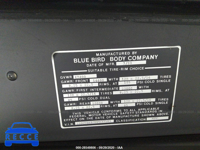 1991 BLUE BIRD MPV 1BBCNBK87MF037181 image 8