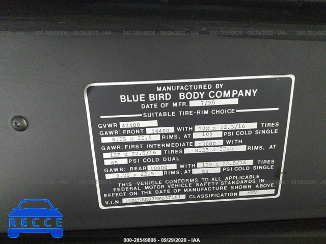 1991 BLUE BIRD MPV 1BBCNBK87MF037181 зображення 8