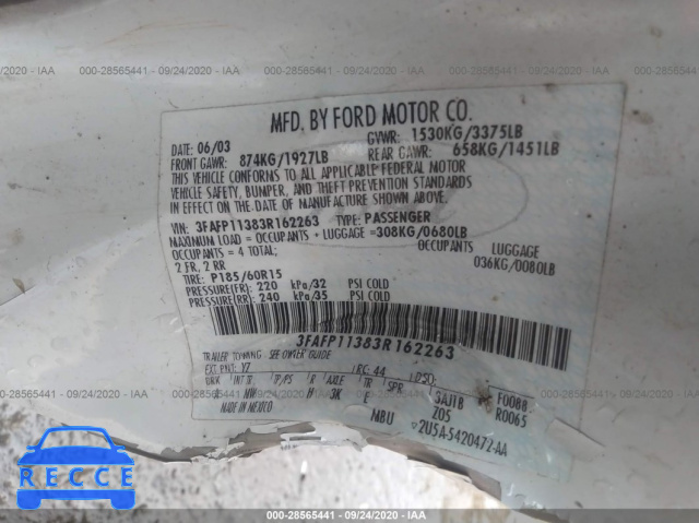 2003 FORD ZX2 ZX2 3FAFP11383R162263 image 8