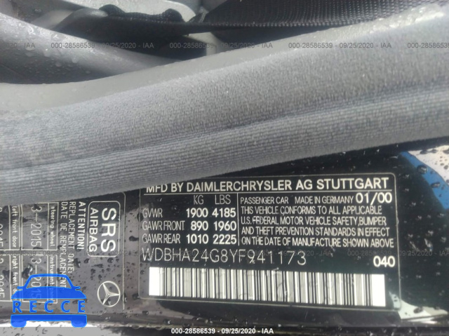 2000 MERCEDES-BENZ C-CLASS KOMPRESSOR WDBHA24G8YF941173 image 8