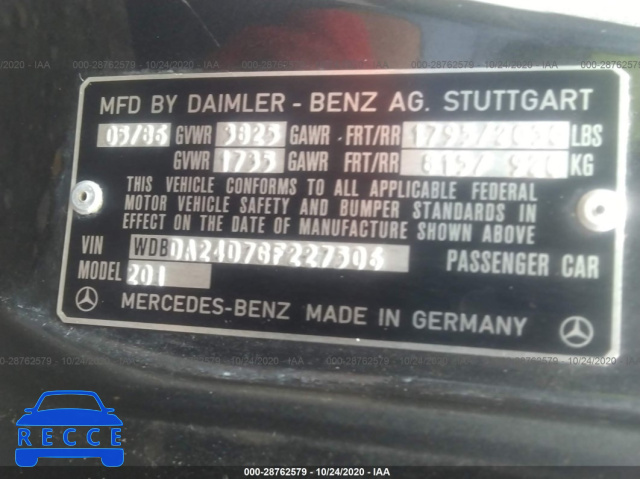 1986 MERCEDES-BENZ 190 E 2.3 WDBDA24D7GF227506 Bild 8