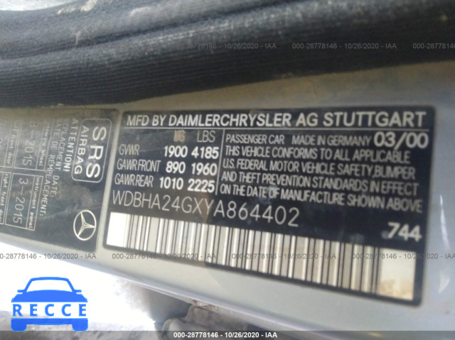 2000 MERCEDES-BENZ C-CLASS KOMPRESSOR WDBHA24GXYA864402 Bild 8